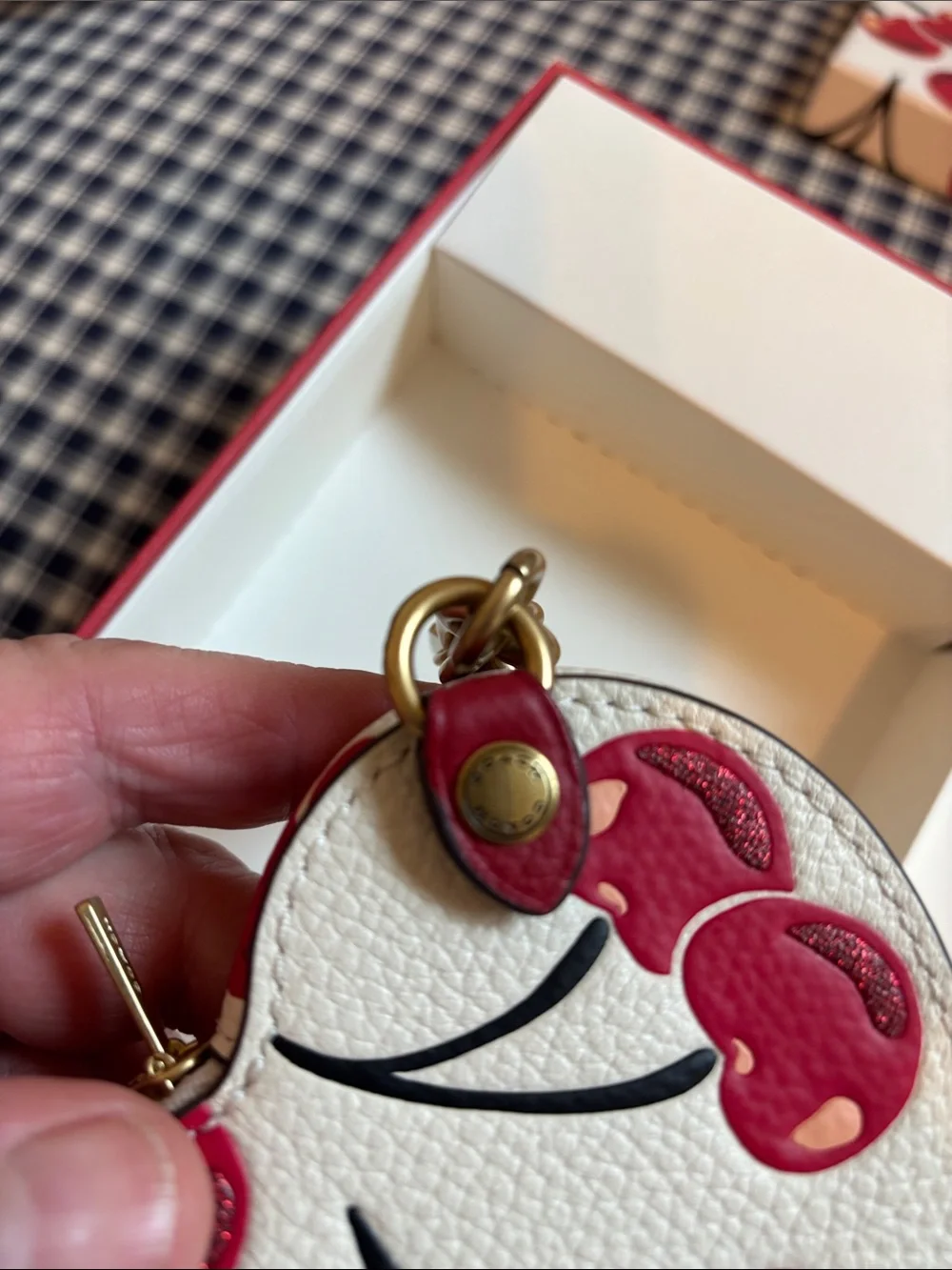 Coach Cherry Heart Keyring Wallet - Red, White, Gold
